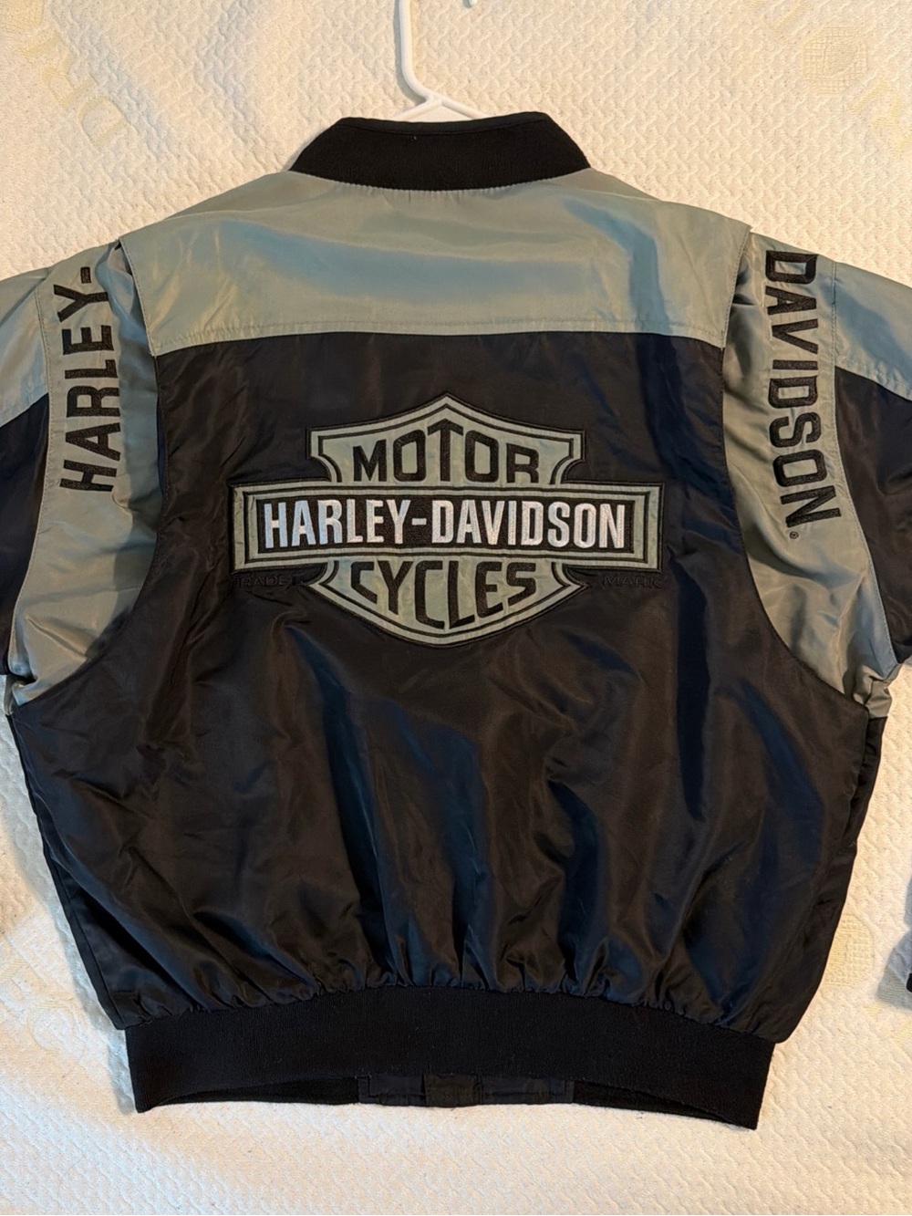 Harley-Davidson Black and Gray Shield Logo Bomber Jacket